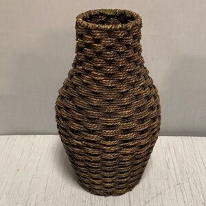 Woven Brown Wicker   Vase - Home Accent
